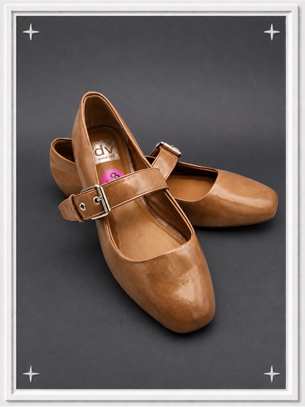 Tan "Marcello" Mary Jane Flats | Women's 8.5